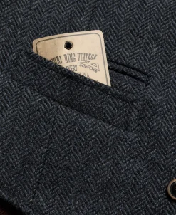 Fashion Navy Herringbone Tweed Lapel Vest Waistcoats