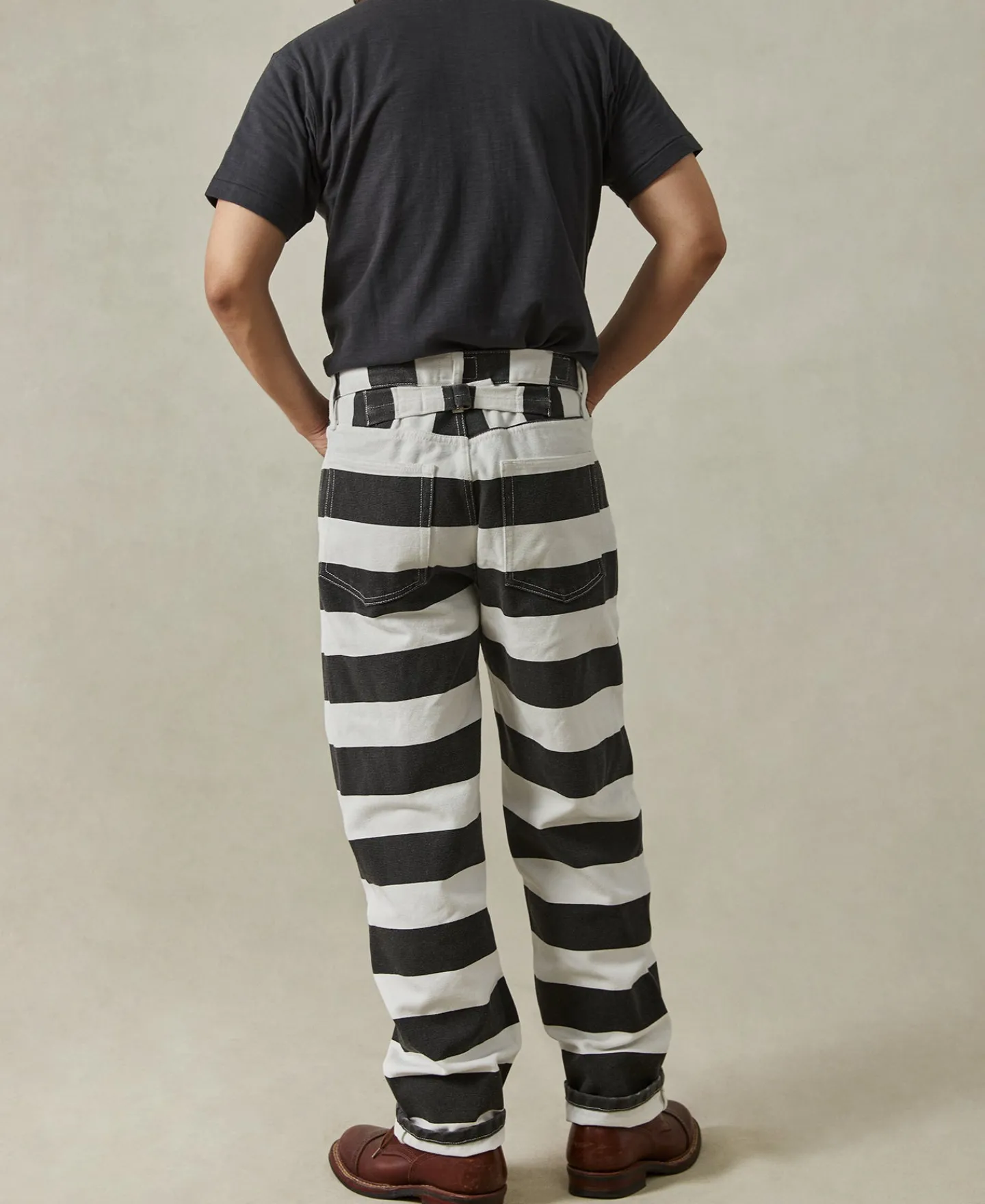 Hot 16 oz Canvas Wide Striped Biker Trousers Pants&trousers