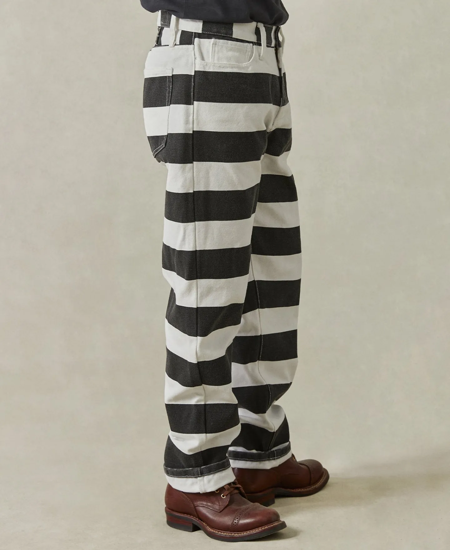 Hot 16 oz Canvas Wide Striped Biker Trousers Pants&trousers