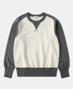 Sale 14 oz Contrast-Tipped Loopwheel Crewneck Sweatshirt - Gray/Apricot Sweatshirts&hoodies