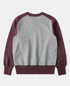 Outlet 14 oz Contrast-Tipped Loopwheel Crewneck Sweatshirt - Red/Gray Sweatshirts&hoodies