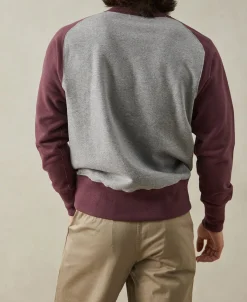 Outlet 14 oz Contrast-Tipped Loopwheel Crewneck Sweatshirt - Red/Gray Sweatshirts&hoodies