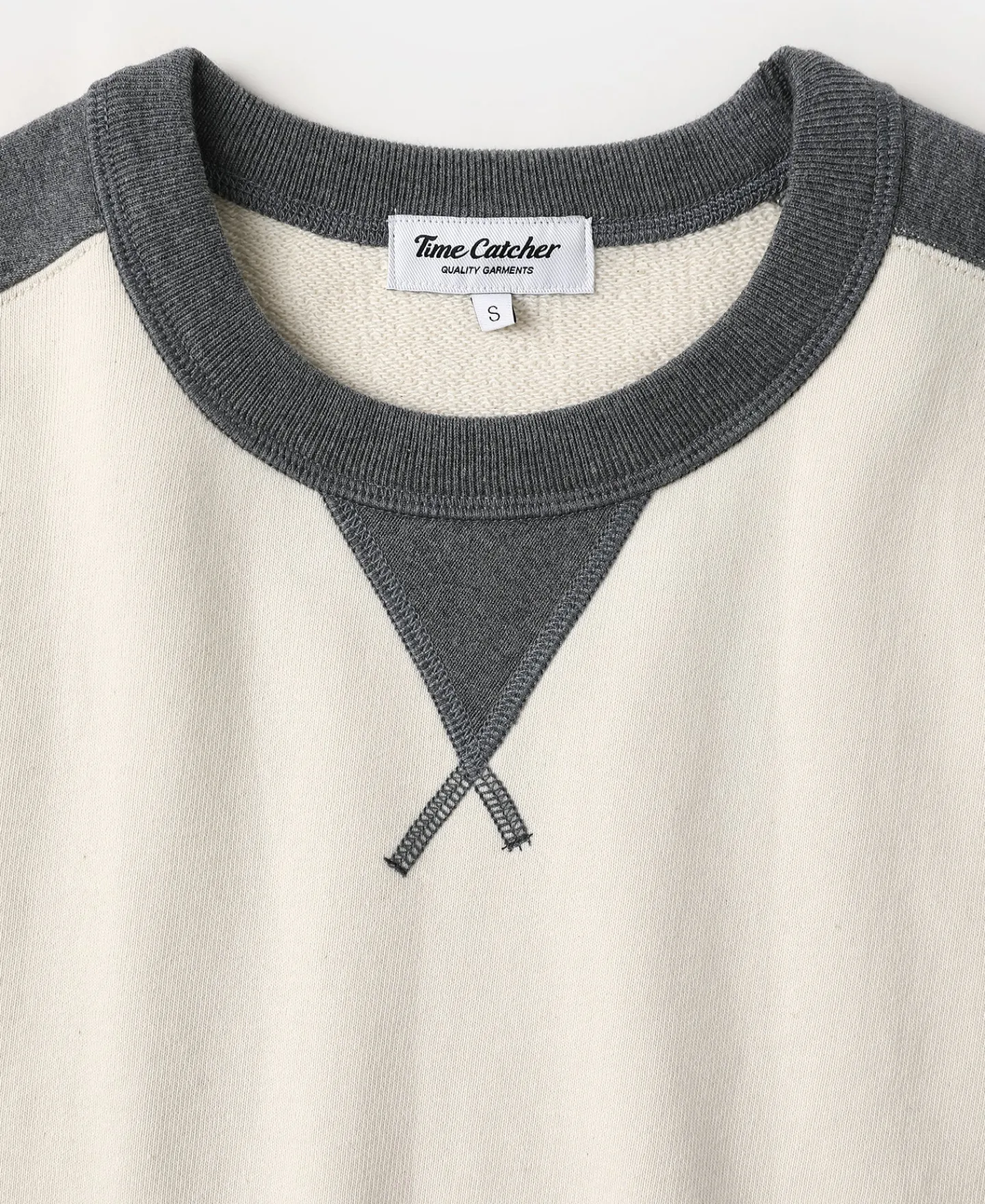 Sale 14 oz Contrast-Tipped Loopwheel Crewneck Sweatshirt - Gray/Apricot Sweatshirts&hoodies