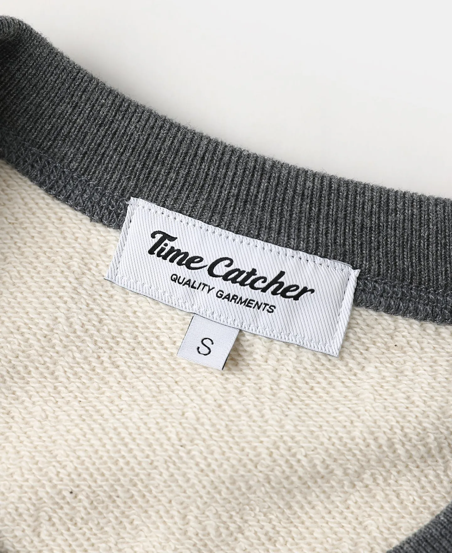 Sale 14 oz Contrast-Tipped Loopwheel Crewneck Sweatshirt - Gray/Apricot Sweatshirts&hoodies