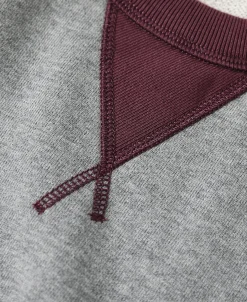 Outlet 14 oz Contrast-Tipped Loopwheel Crewneck Sweatshirt - Red/Gray Sweatshirts&hoodies