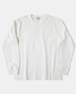 New 10.5 oz Cotton Loopwheel Tubular Long Sleeve T-Shirt - White Long Sleeve T-Shirts | T-shirts