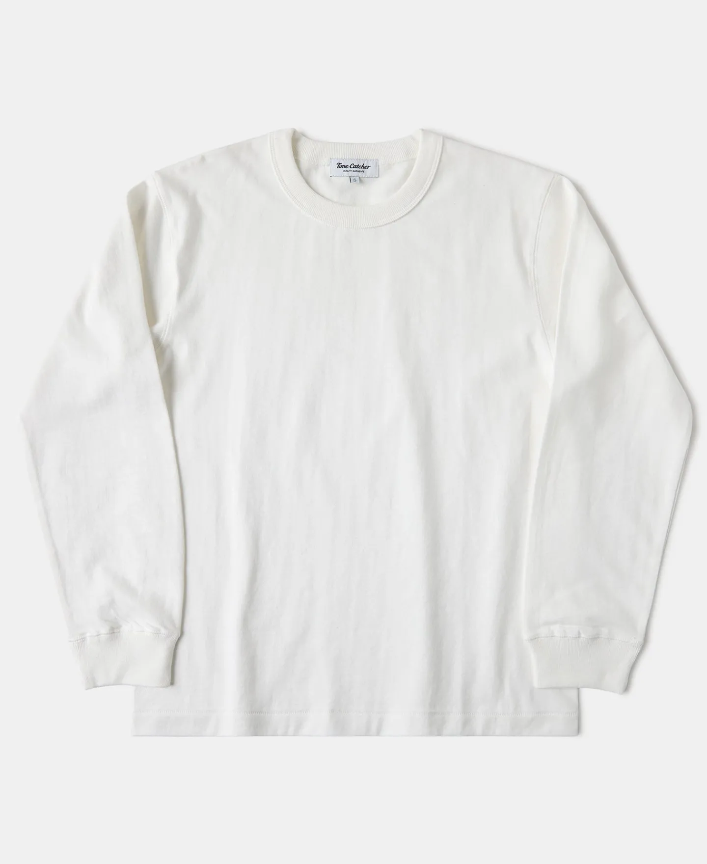 New 10.5 oz Cotton Loopwheel Tubular Long Sleeve T-Shirt - White Long Sleeve T-Shirts | T-shirts
