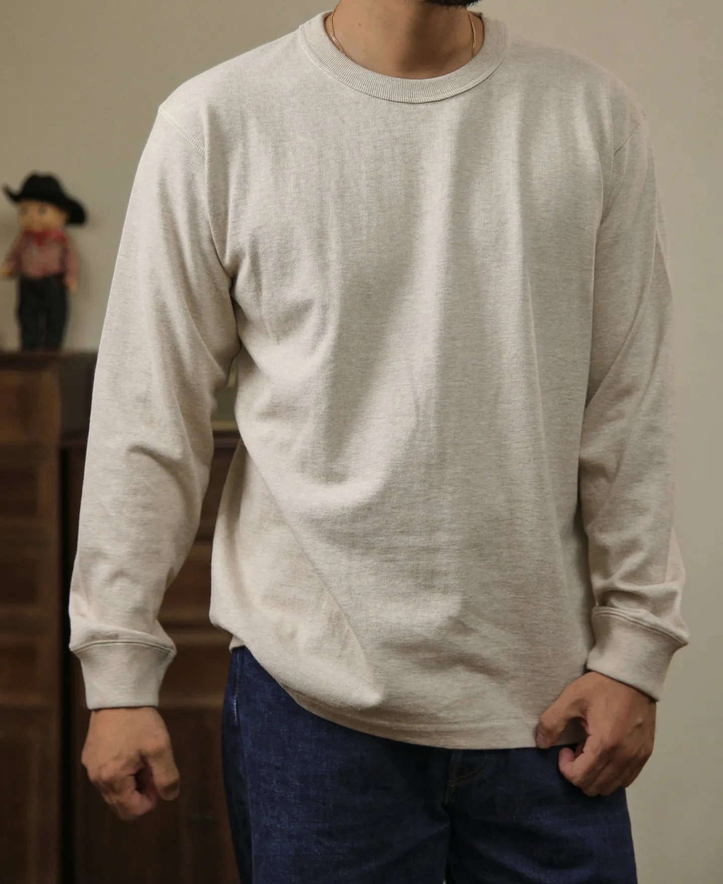 Hot 10.5 oz Cotton Loopwheel Tubular Long Sleeve T-Shirt - Oatmeal Long Sleeve T-Shirts | T-shirts