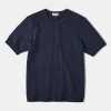 Discount 9.3 oz Cotton Tubular Henley T-Shirt - Navy Henleys | Short Sleeve T-Shirts