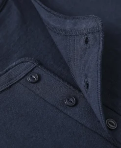 Discount 9.3 oz Cotton Tubular Henley T-Shirt - Navy Henleys | Short Sleeve T-Shirts