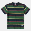 Clearance 9.8 oz IVY Style Striped T-Shirt - Navy/Green Short Sleeve T-Shirts | T-shirts