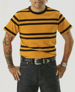Fashion 9.8 oz IVY Style Striped T-Shirt - Yellow/Black Short Sleeve T-Shirts | T-shirts