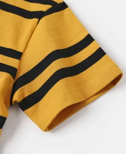 Fashion 9.8 oz IVY Style Striped T-Shirt - Yellow/Black Short Sleeve T-Shirts | T-shirts