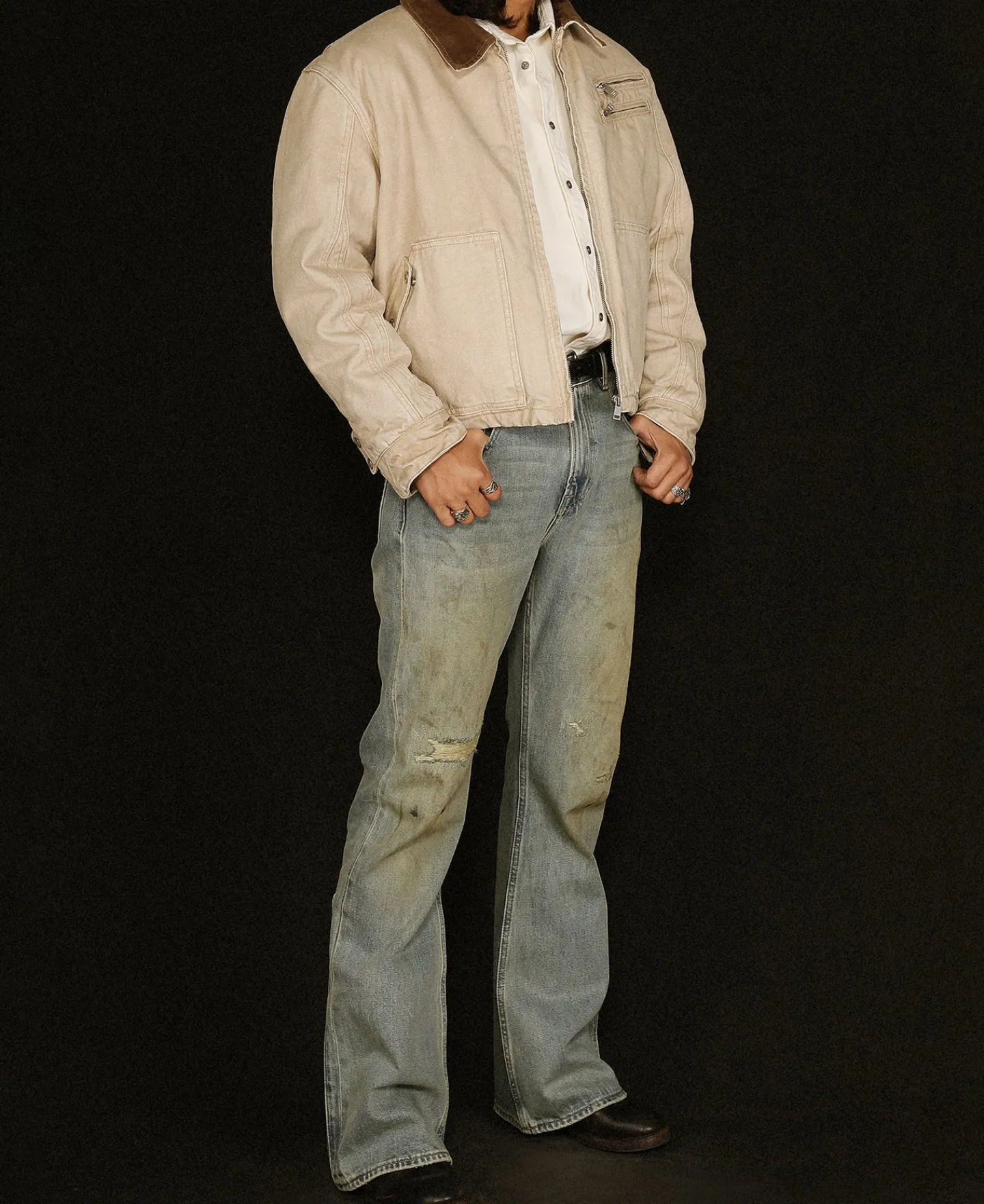 Online 14 oz Repaired Selvedge Denim Flared Jeans Jeans | Denim