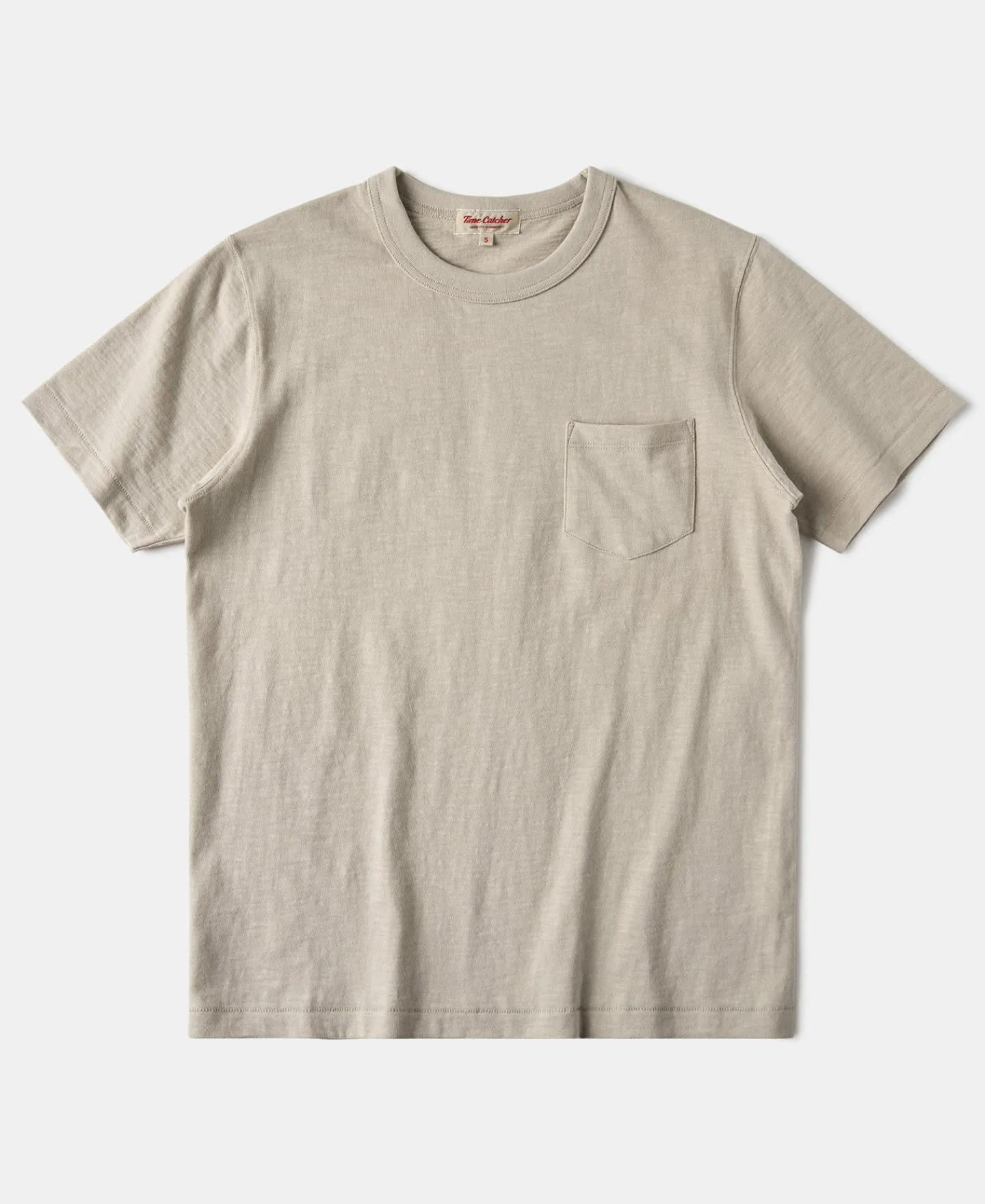 Best 7.4 oz Slub Cotton Loopwheel Tubular Pocket T-Shirt - Oatmeal Short Sleeve T-Shirts | T-shirts