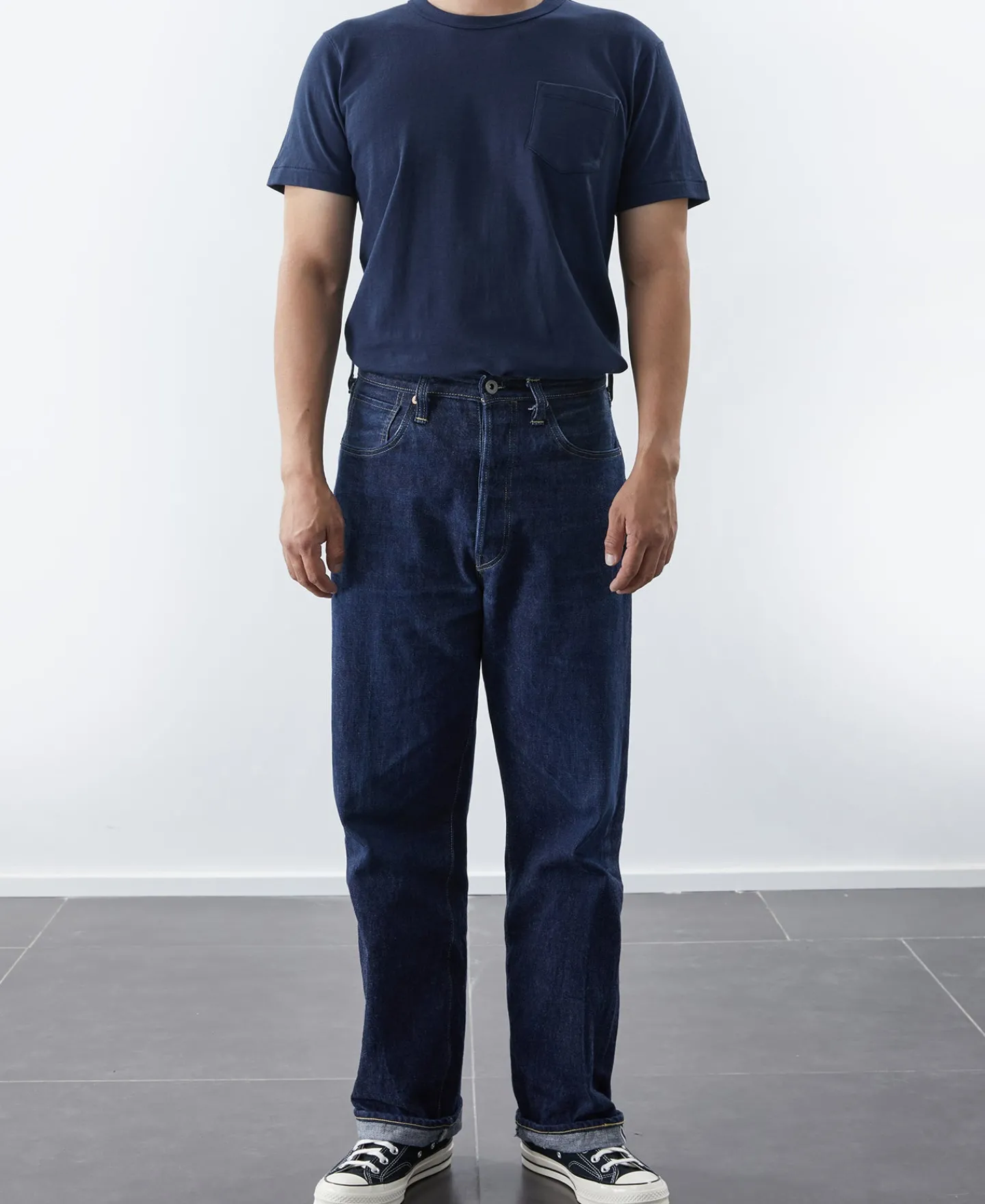 Sale 7.4 oz Slub Cotton Loopwheel Tubular Pocket T-Shirt - Navy Short Sleeve T-Shirts | T-shirts