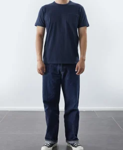 Sale 7.4 oz Slub Cotton Loopwheel Tubular Pocket T-Shirt - Navy Short Sleeve T-Shirts | T-shirts