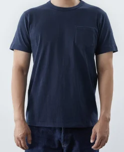 Sale 7.4 oz Slub Cotton Loopwheel Tubular Pocket T-Shirt - Navy Short Sleeve T-Shirts | T-shirts