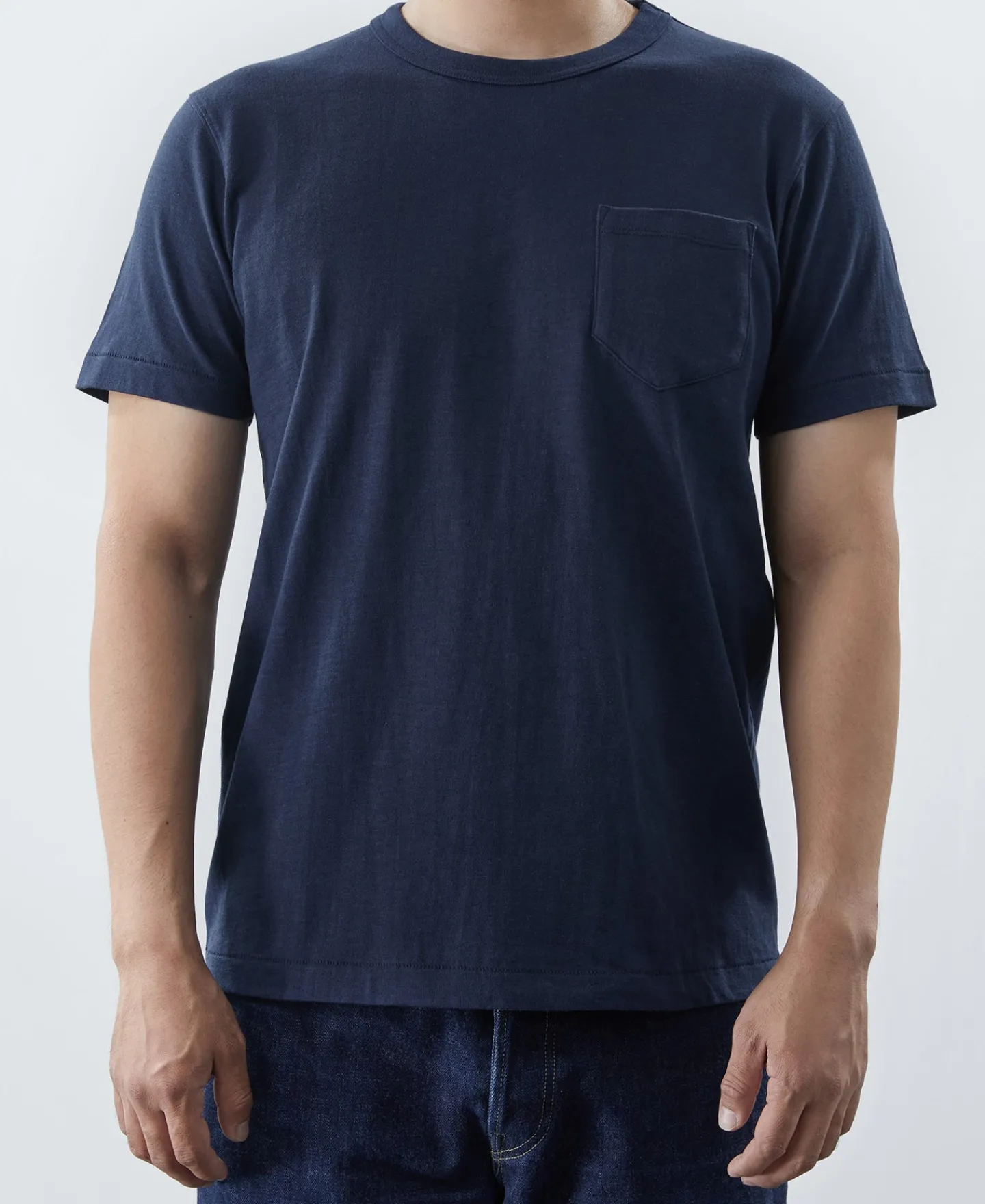 Sale 7.4 oz Slub Cotton Loopwheel Tubular Pocket T-Shirt - Navy Short Sleeve T-Shirts | T-shirts