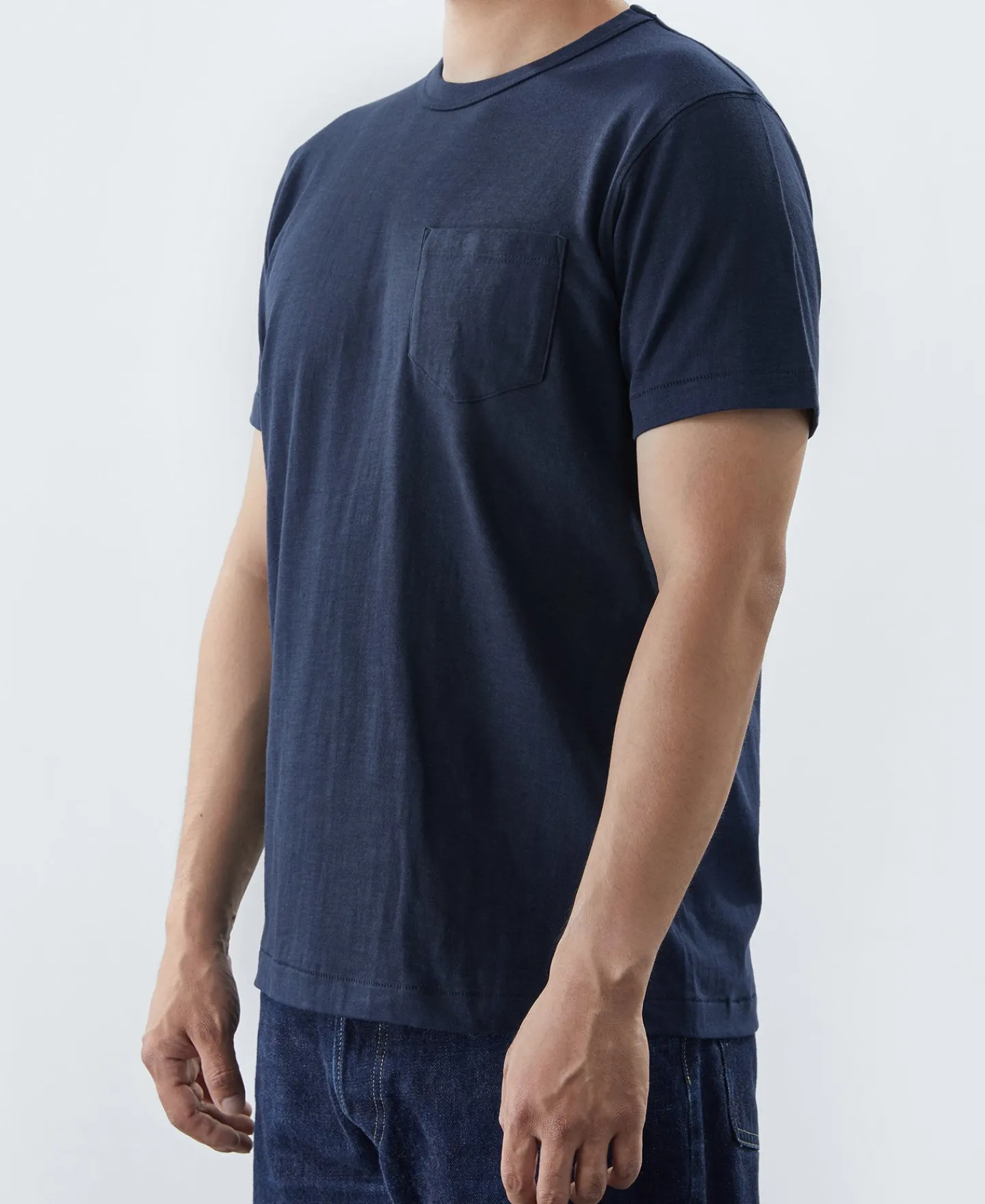 Sale 7.4 oz Slub Cotton Loopwheel Tubular Pocket T-Shirt - Navy Short Sleeve T-Shirts | T-shirts