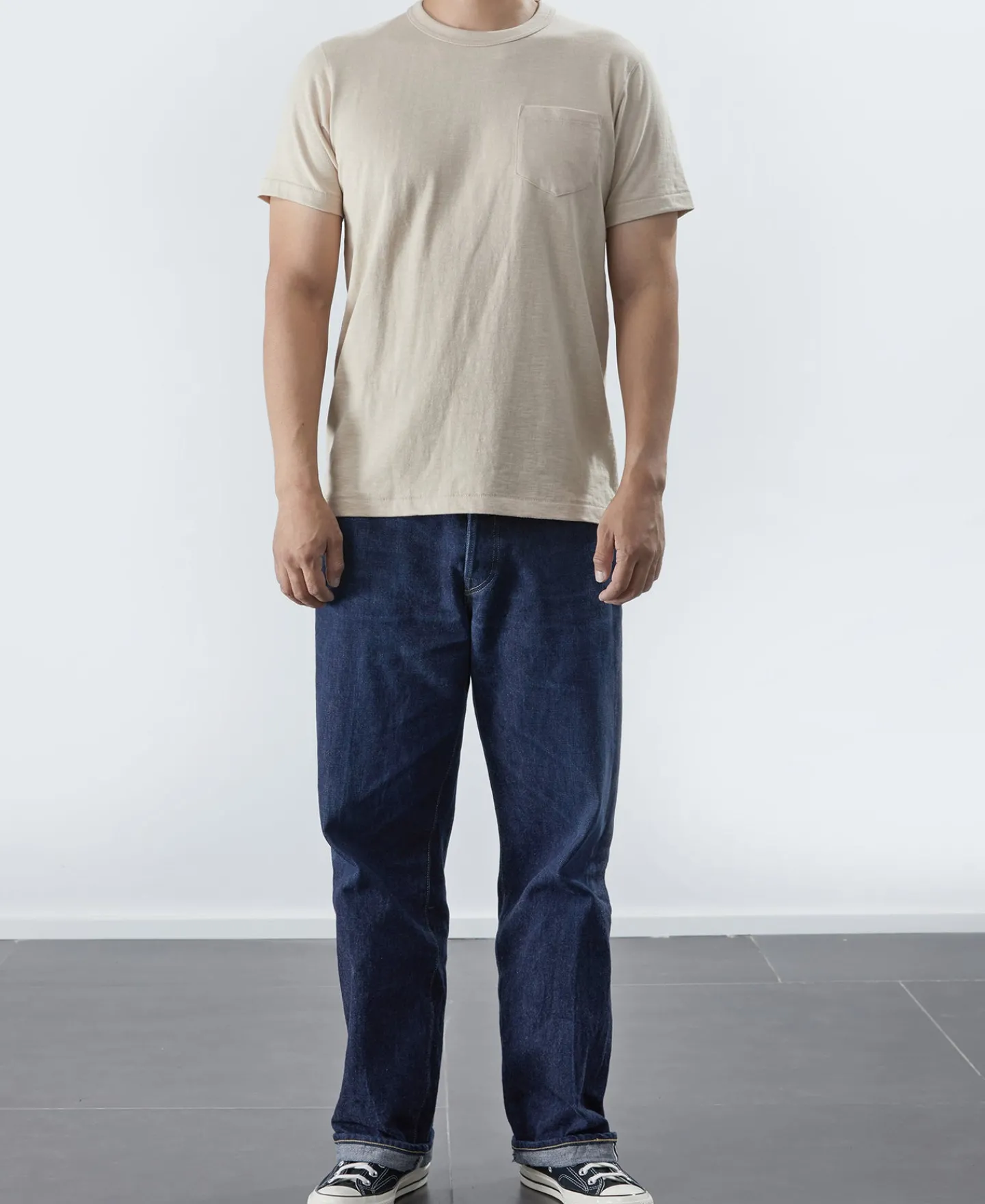 Best 7.4 oz Slub Cotton Loopwheel Tubular Pocket T-Shirt - Oatmeal Short Sleeve T-Shirts | T-shirts