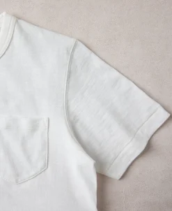 New 7.4 oz Slub Cotton Loopwheel Tubular Pocket T-Shirt - White Short Sleeve T-Shirts | T-shirts