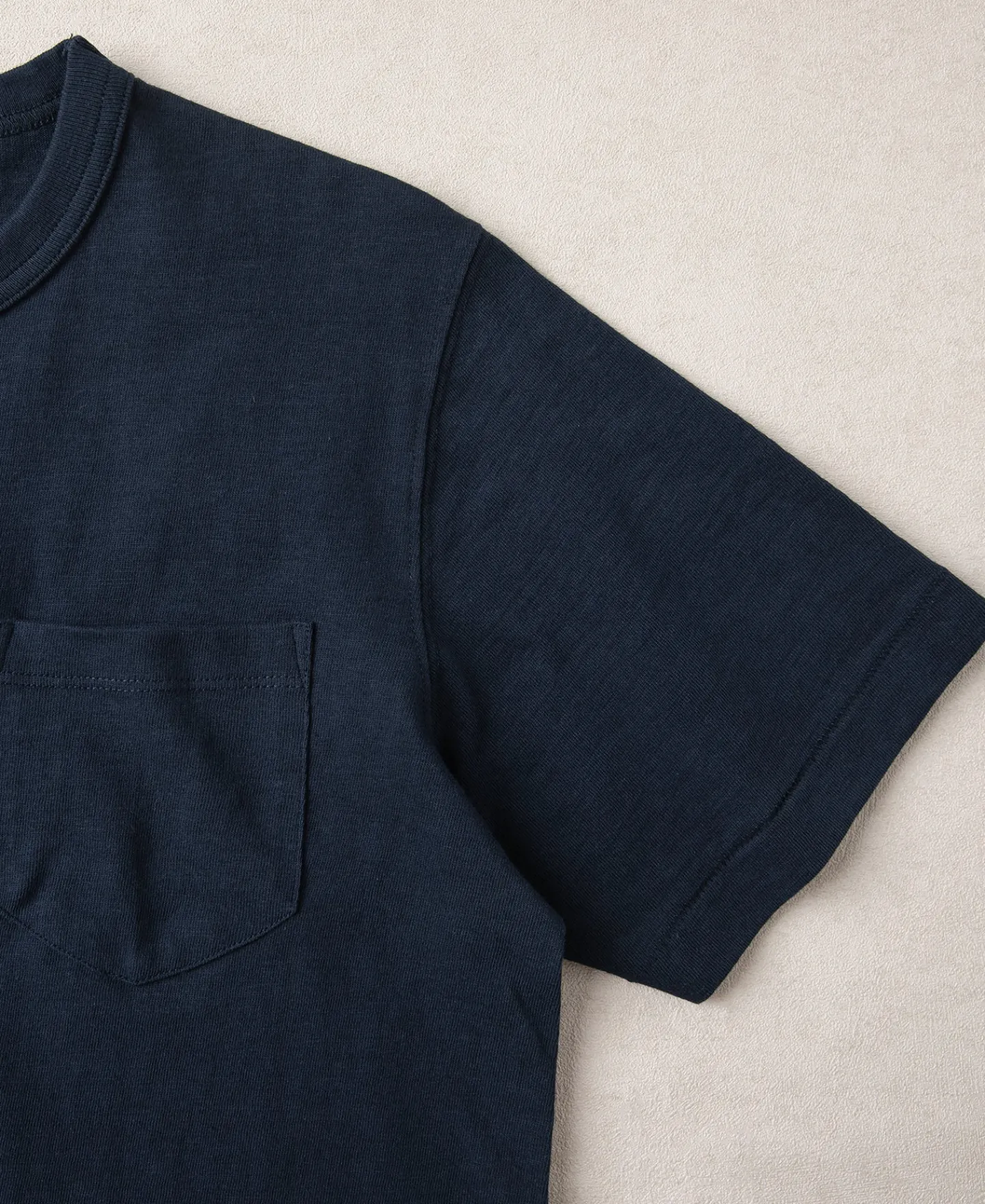 Sale 7.4 oz Slub Cotton Loopwheel Tubular Pocket T-Shirt - Navy Short Sleeve T-Shirts | T-shirts