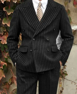Sale Peak Lapel Double Breasted Tweed Suit Jacket Jackets&coats