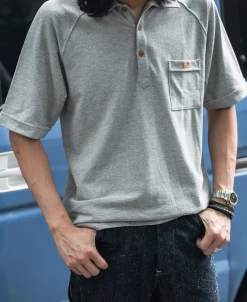 Sale Raglan Sleeve Cotton-Piqué Polo Shirt - Gray Polo Shirts | Short Sleeve T-Shirts