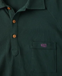 Best Raglan Sleeve Cotton-Piqué Polo Shirt - Dark Green Polo Shirts | Short Sleeve T-Shirts