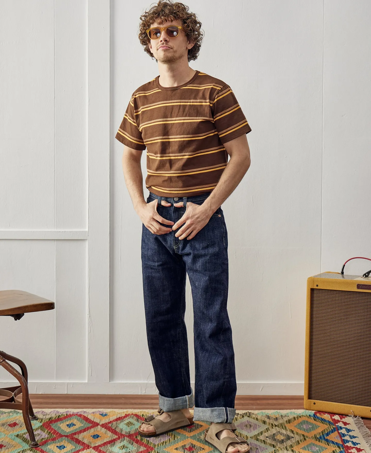 Outlet Regular Fit 1950s Crew Neck Striped T-Shirt Short Sleeve T-Shirts | T-shirts