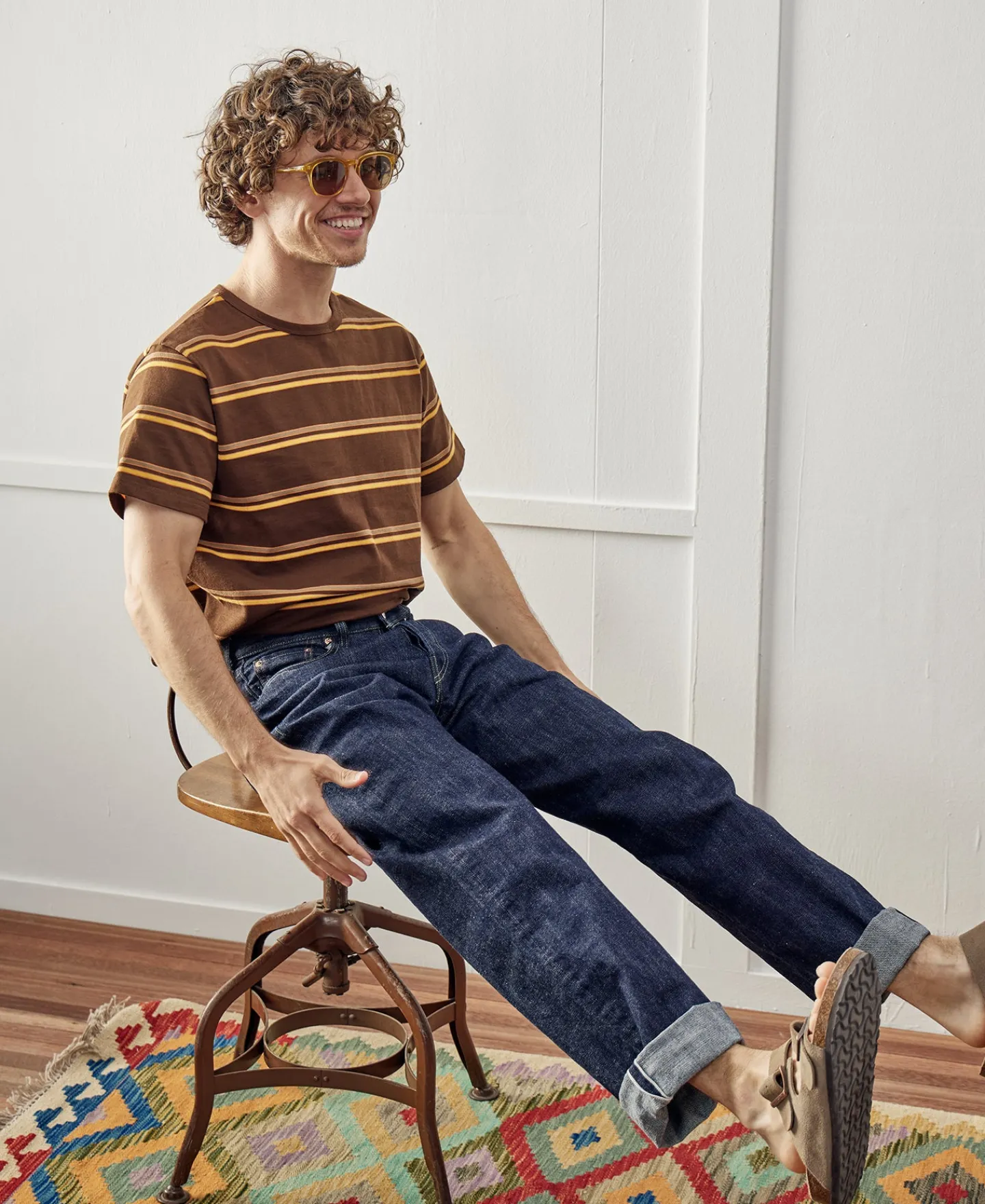 Outlet Regular Fit 1950s Crew Neck Striped T-Shirt Short Sleeve T-Shirts | T-shirts