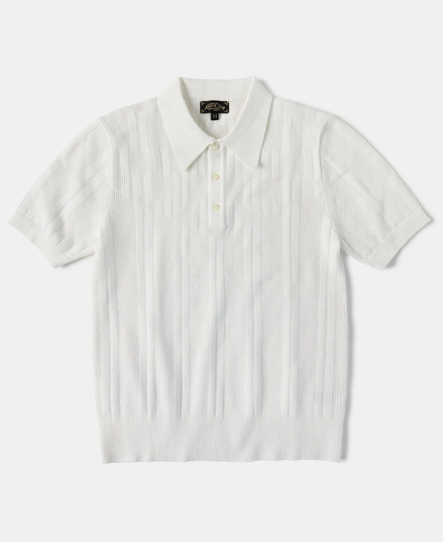 Hot Retro Knitted Jacquard Polo Shirt - White Polo Shirts | T-shirts