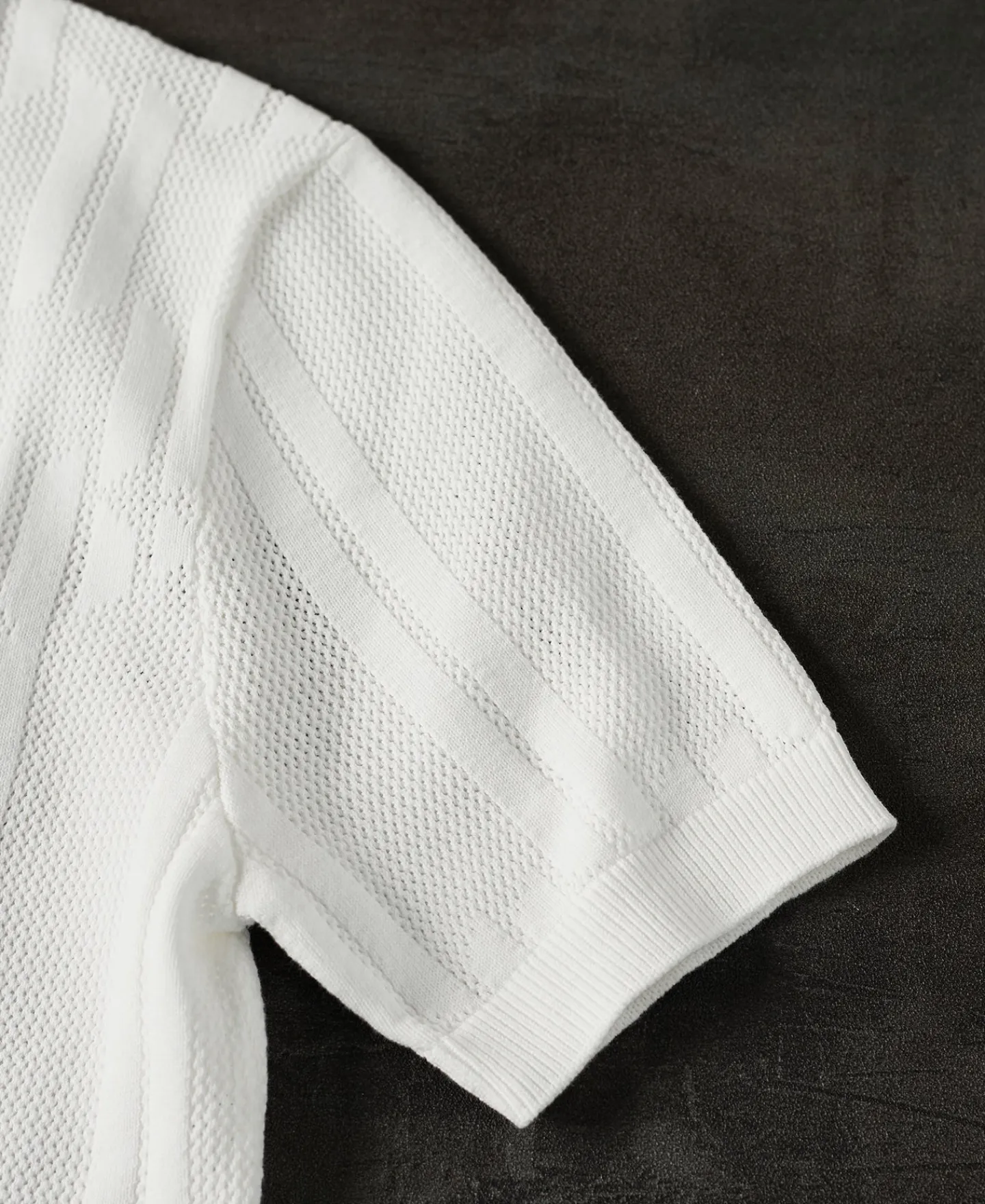 Hot Retro Knitted Jacquard Polo Shirt - White Polo Shirts | T-shirts