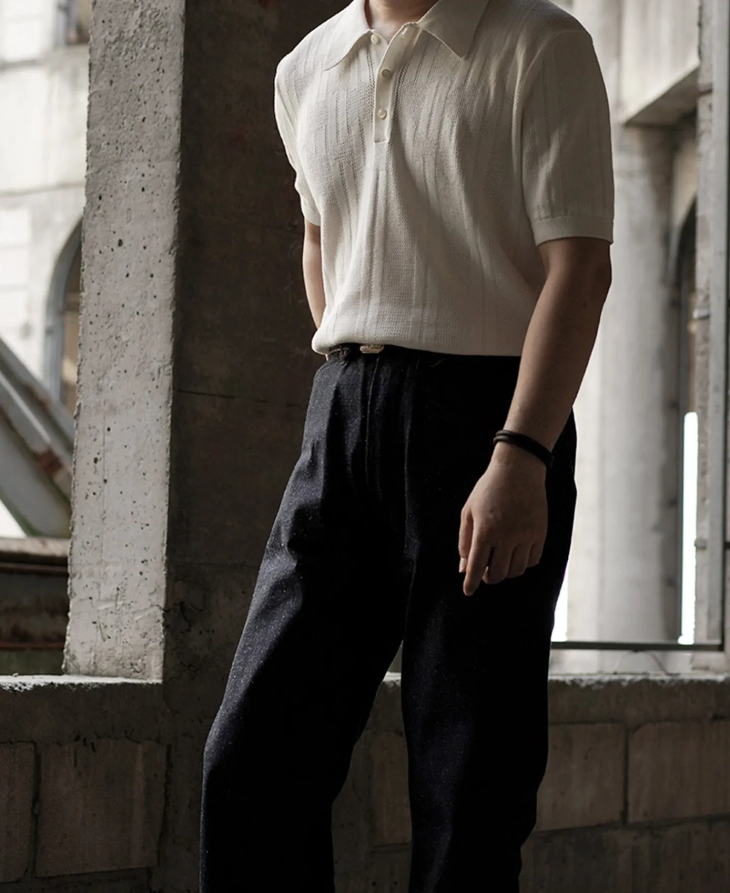 Hot Retro Knitted Jacquard Polo Shirt - White Polo Shirts | T-shirts