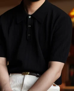 Discount Retro Knitted Jacquard Polo Shirt - Black Knitwear&sweaters | Polo Shirts