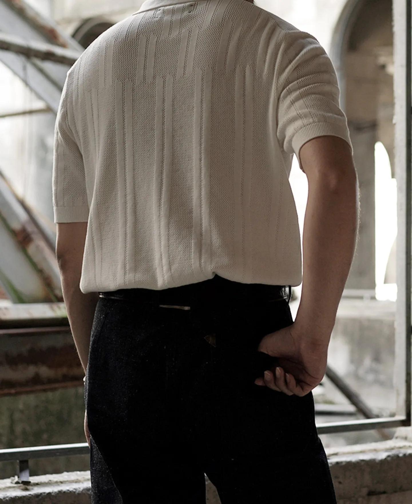 Hot Retro Knitted Jacquard Polo Shirt - White Polo Shirts | T-shirts