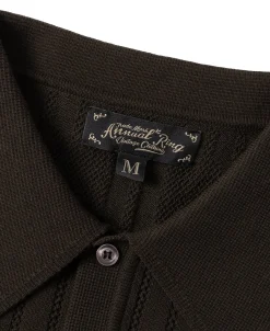Fashion Retro Knitted Jacquard Polo Shirt - Vintage Olive Knitwear&sweaters | Polo Shirts