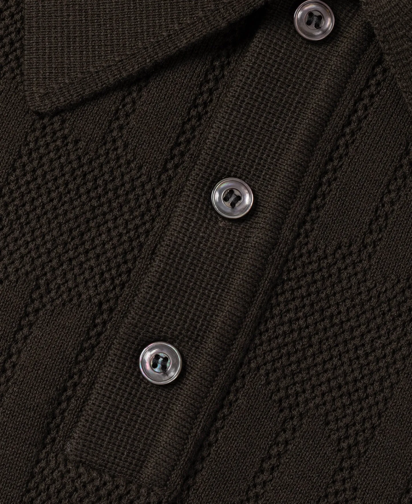 Fashion Retro Knitted Jacquard Polo Shirt - Vintage Olive Knitwear&sweaters | Polo Shirts