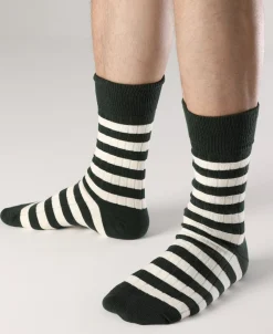 Best Retro Striped Cotton Socks - Green/White Socks | Tank Tops&vests&boxers
