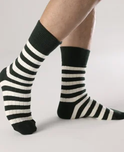 Best Retro Striped Cotton Socks - Green/White Socks | Tank Tops&vests&boxers