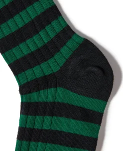 Sale Retro Striped Cotton Socks - Black/Green Socks | Tank Tops&vests&boxers