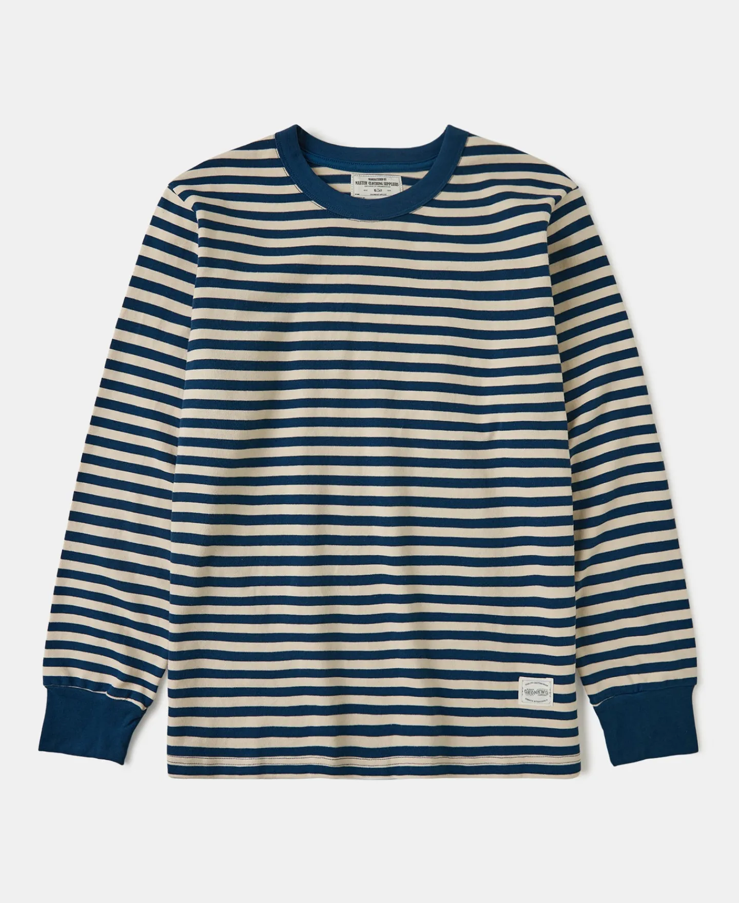 Sale Ribbed Cuff Breton Stripe Long Sleeve T-Shirt - Blue/Apricot Long Sleeve T-Shirts | T-shirts