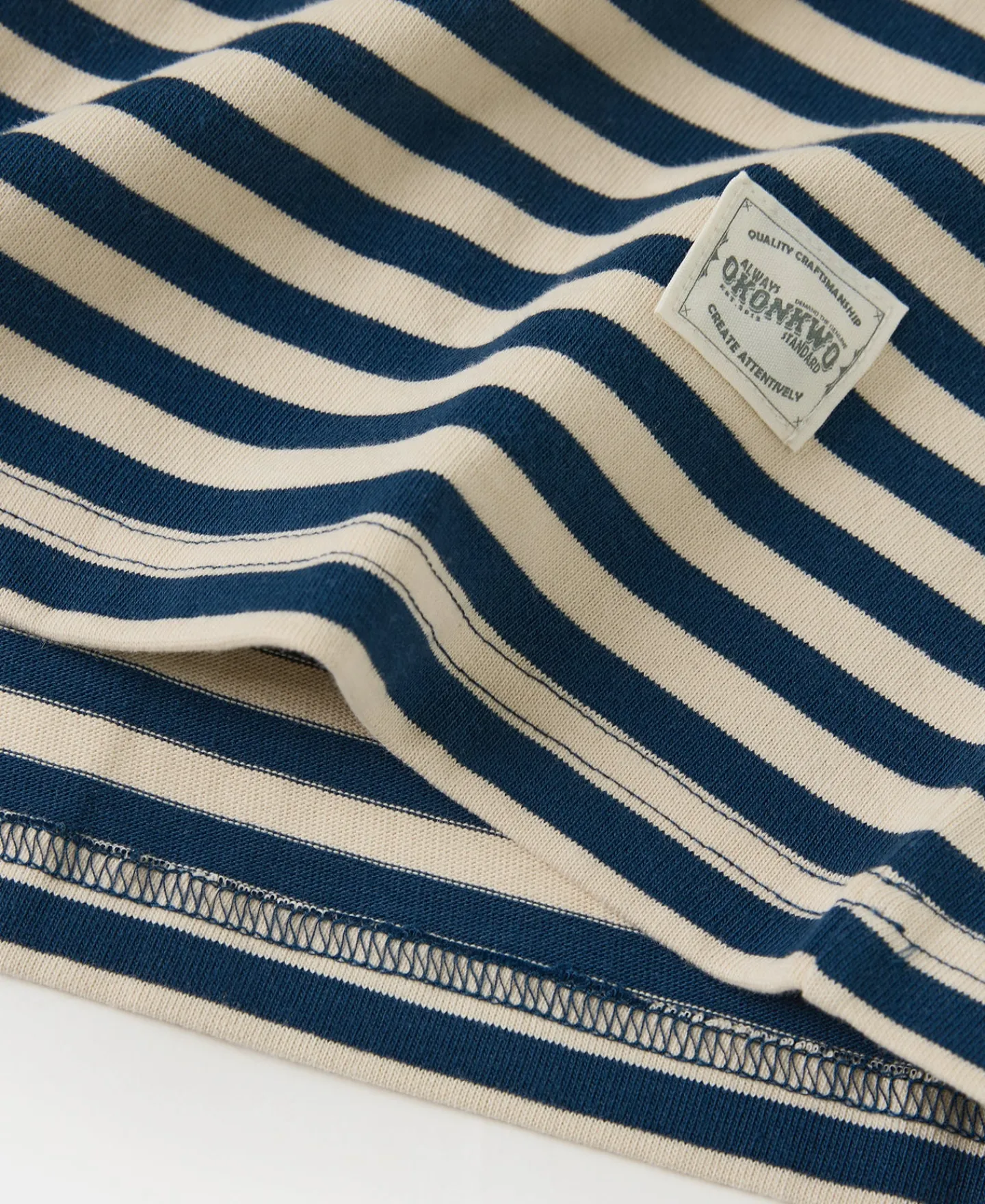 Sale Ribbed Cuff Breton Stripe Long Sleeve T-Shirt - Blue/Apricot Long Sleeve T-Shirts | T-shirts