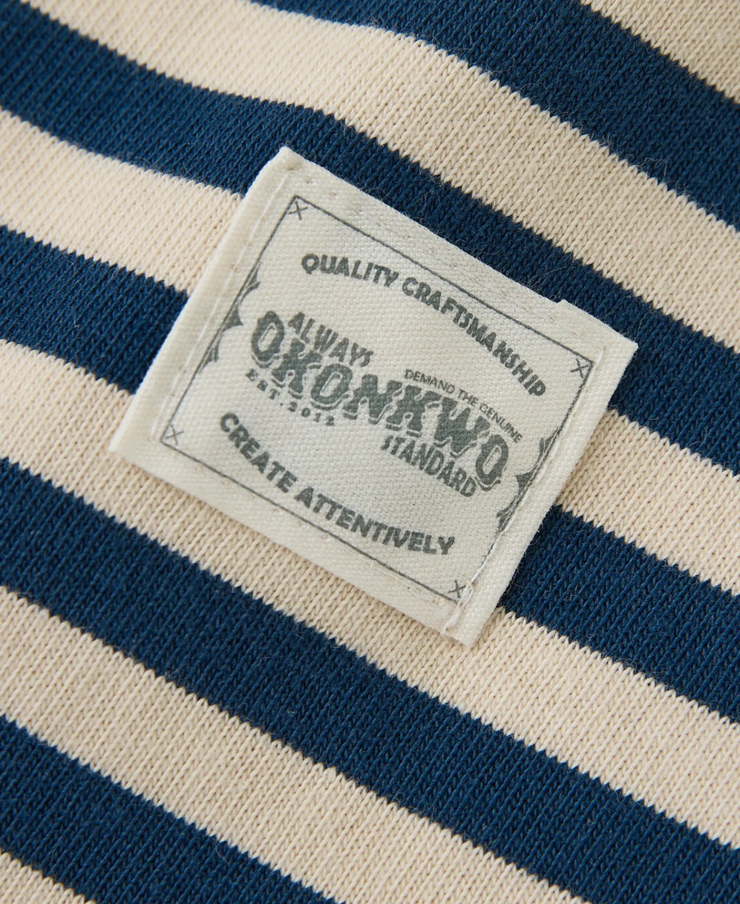 Sale Ribbed Cuff Breton Stripe Long Sleeve T-Shirt - Blue/Apricot Long Sleeve T-Shirts | T-shirts