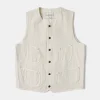Clearance Round Neck Sashiko Jacquard Work Vest Waistcoats