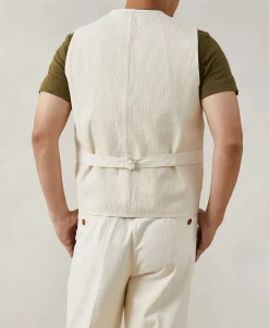 Clearance Round Neck Sashiko Jacquard Work Vest Waistcoats