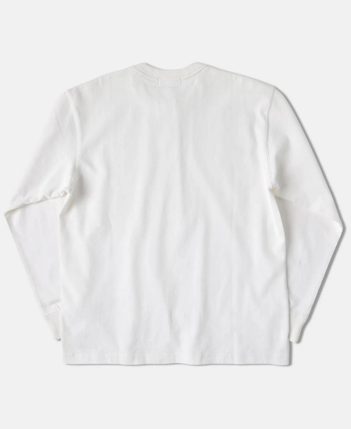 New 1930s 10.5 oz Cotton Loopwheel Tubular Henley Shirt - White Henleys | Long Sleeve T-Shirts