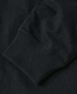 New 1930s 10.5 oz Cotton Loopwheel Tubular Henley Shirt - Black Henleys | Long Sleeve T-Shirts