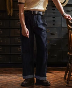 Fashion 1870s 15 oz Herringbone Selvedge Denim Work Jeans Jeans | Denim